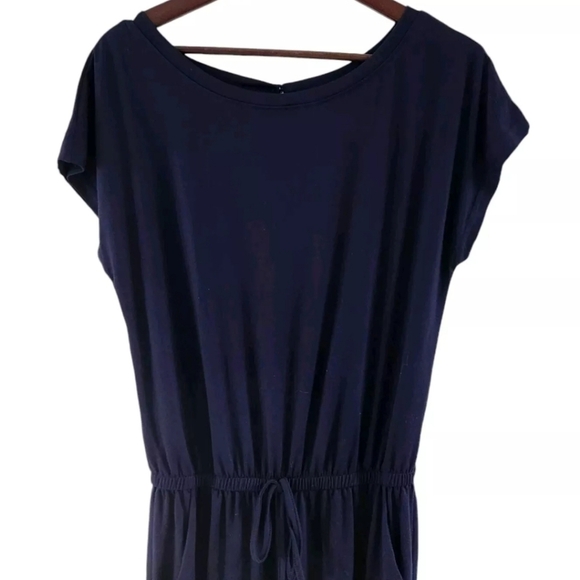 Pretty Garden Navy Blue Jumper One Piece Jogger Legs Cap Sleeves Size Small New - Picture 2 of 5